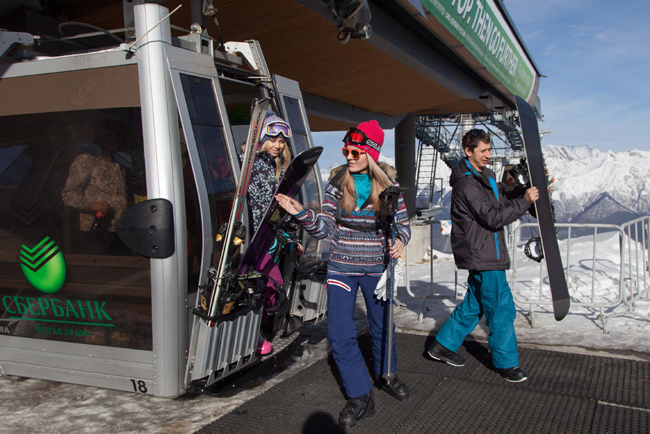Vacationers at the ski resort "Gorki Gorod" in Krasnaya Polyana, Sochi, Nov. 22.