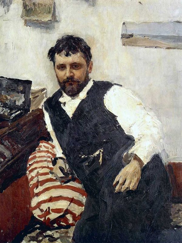 　印象主義は19世紀末のフランスに発し、ヨーロッパの美術界で次第に確立されていった芸術運動だが、コローヴィンという名前は、そのロシア版印象主義と関連付けられている。/ 『コンスタンチン・コローヴィンの肖像』、ヴァレンティン・セローフ、1891年。