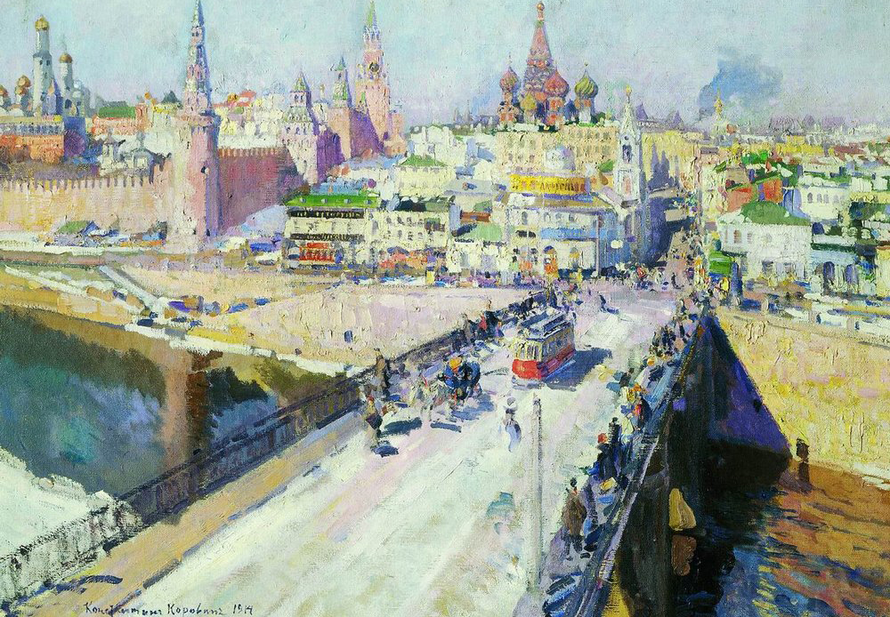 Konstantin Korovin was born on 23 November (5 December) 1861 in Moscow, where he grew up and studied art. During the First World war Konstantin Korovin worked as a camouflage consultant in the Russian army. Before that, in the 1900s he dedicated time to the theater. He worked as a stage manager for the Bolshoi Theater, the Mariinsky Theatre and La Scala. / Moscow bridge, 1914. 