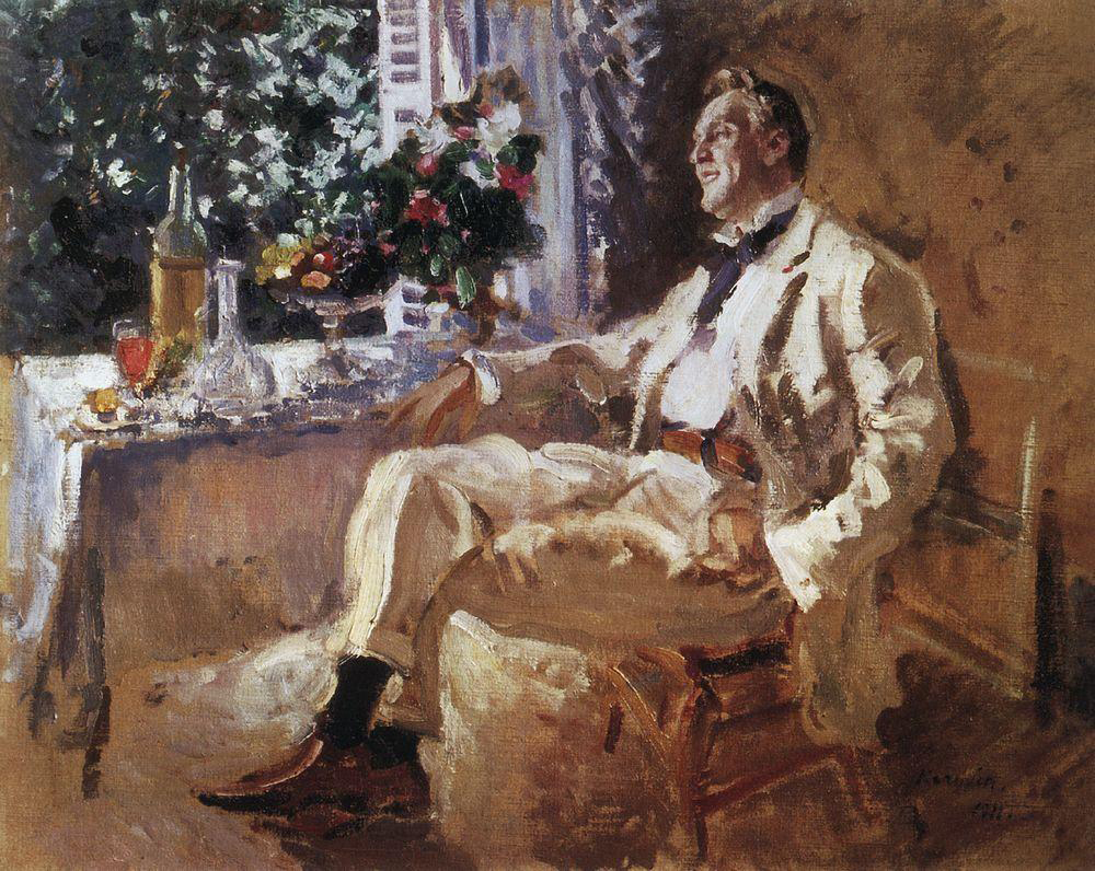 Alexander Benoi, Russian influential artist, art critic and historian, wrote about Konstantin Korovin: “Korovin’s paintings, in which the artist was trying to achieve a single beautiful chromatic spot, naturally perplexed many people. Korovin’s painting itself, his drawing technique, contributed to the impudent, careless, rude, and, for some, clumsy effect.” / Portrait of famous Russian opera singer Feodor Chaliapin, 1911.