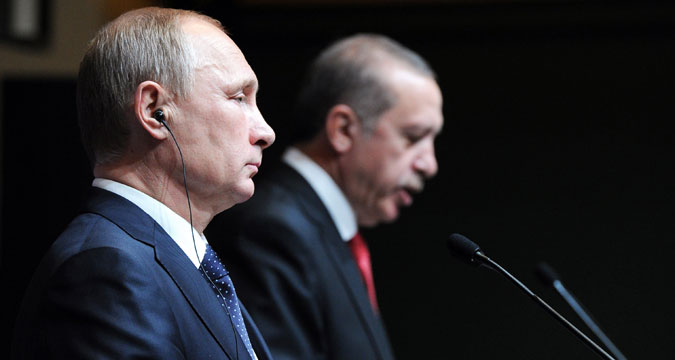 Il Presidente russo Vladimir Putin con il Presidente turco Recep Tayyip Erdogan.