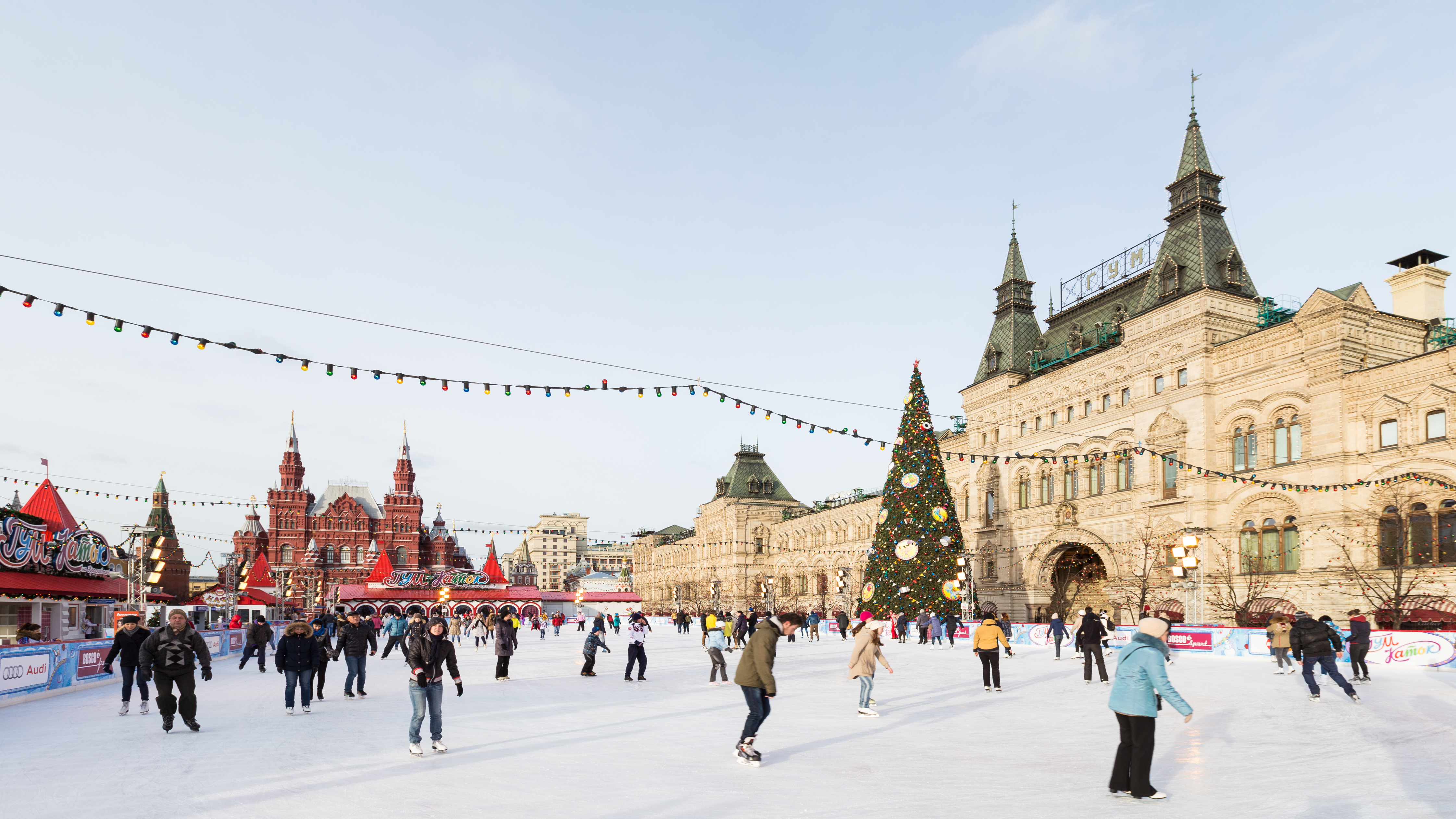 Every winter Red Square hosts ice skating rink.