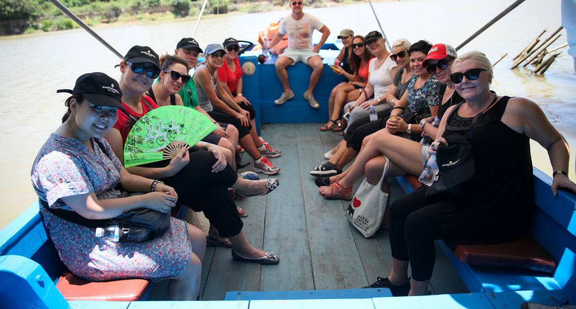 Russian tourists traveling in Vietnam.