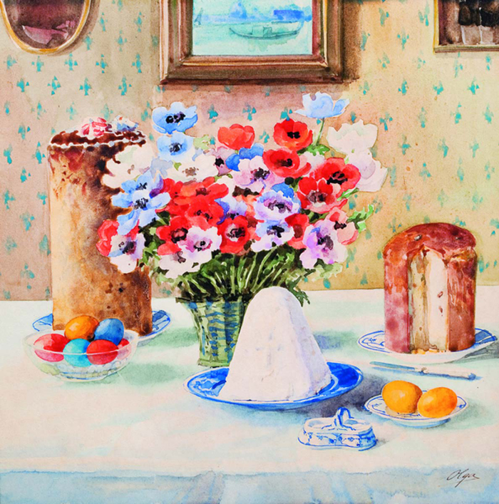 Grande-duchesse Olga Koulikovskaya-Romanova, 1930. Nature morte pascale