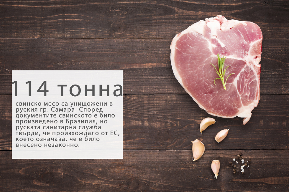 Пратката е конфискувана през април 2015 година. Според документите свинското месо било произведено в Бразилия, но инспекторите твърдят, че е с произход от ЕС, което означава, че е незаконно – в момента в Русия вносът на храни от ЕС е забранен. „Бразилия впоследствие не потвърди автентичността на сертификатите“, заяви говорителят на руската Федерална ветеринарна и фитосанитарна надзорна служба (Росселхознадзор) Юлия Мелано, която не посочи как точно е унищожена храната. „Росселхознадзор и по-рано е унищожавал продукти, влезли в страната нелегално, а от 6 август това ще се случва и на границата“, допълни тя.