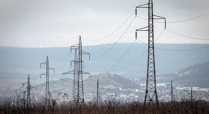 An electric power transmission line in Crimea. 