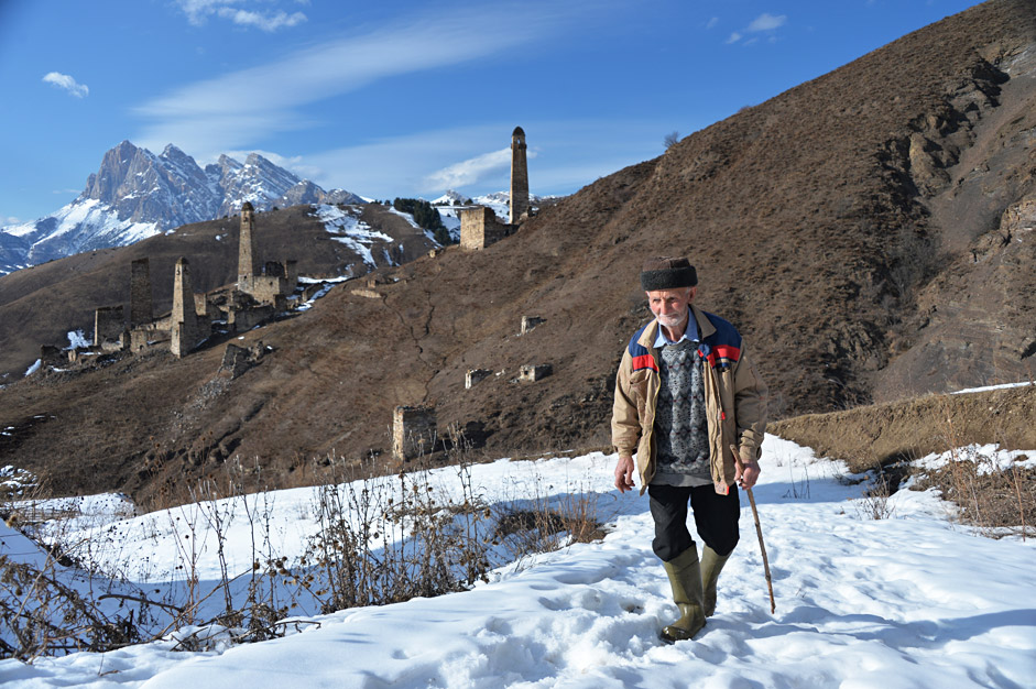 Isropil Chaniyev (born 1940), the only resident of a farmstead near the Pyaling historical-architectural tower complex in the Dzheirakh District of the Republic of Ingushetia.
