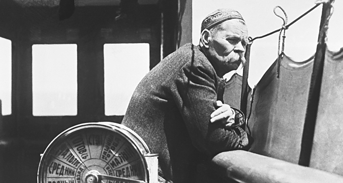USSR. Soviet writer Maxim Gorky aboard the Jean Jaures motor ship