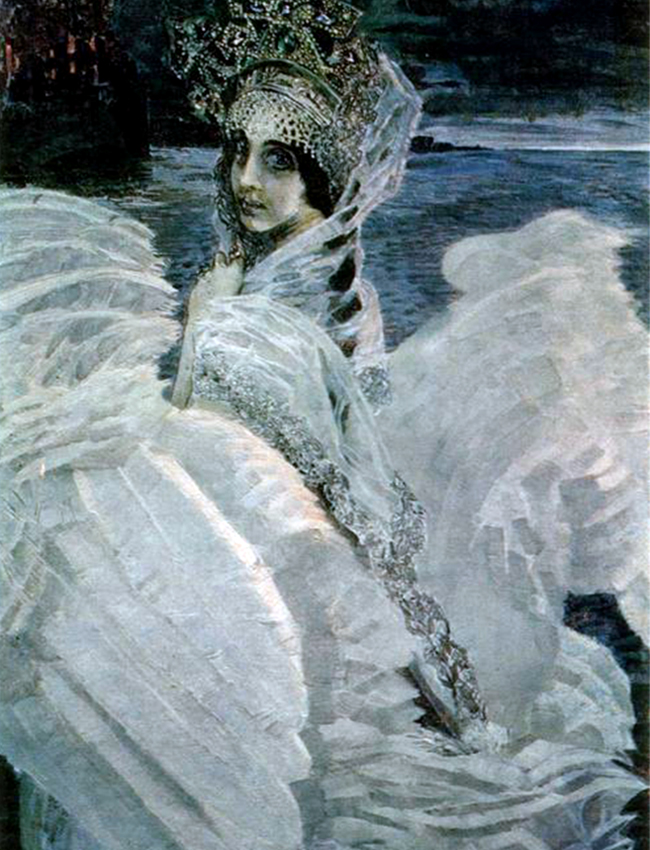 The third act was from 1903-1906. During these years, Vrubel battled mental illness and his physical and intellectual abilities were in decline. The epilogue was his final years until his death in 1910. / The swan princess, 1900.