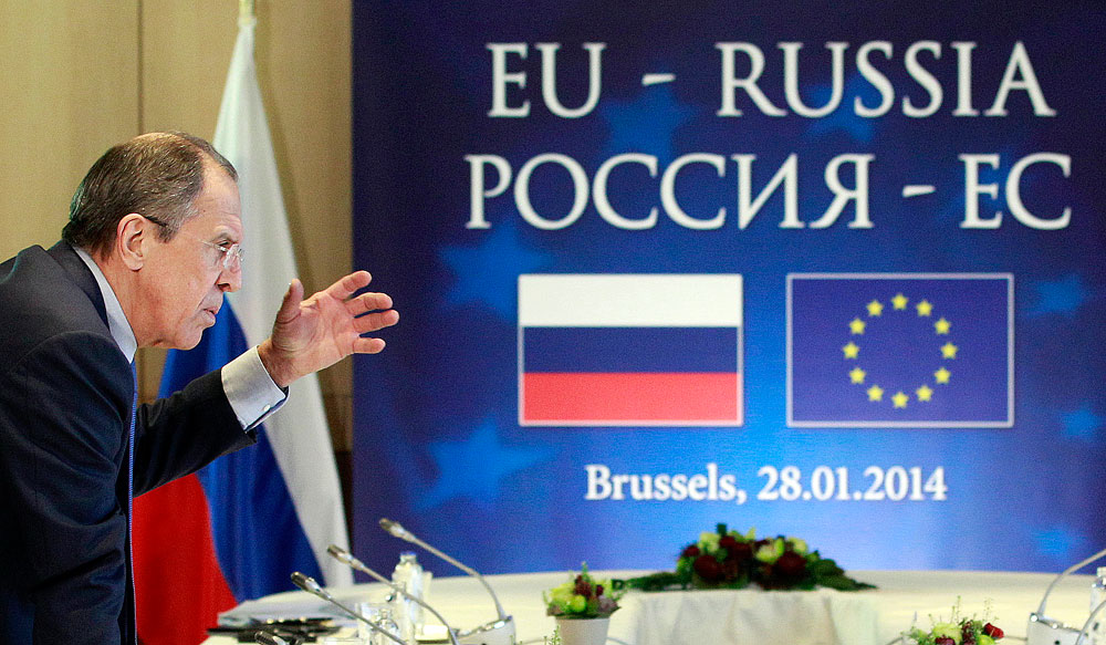 El ministro de Exteriores, Serguéi Lavrov, durante la cumbre en Bruselas.