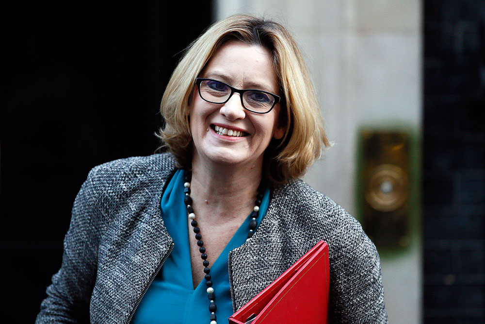 Britain's Energy Secretary, Amber Rudd, arrives to attend a cabinet meeting at Number 10 Downing Street in London.