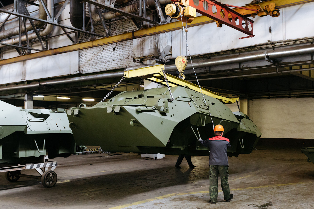 During the first step all wires are laid out inside the armored carrier.