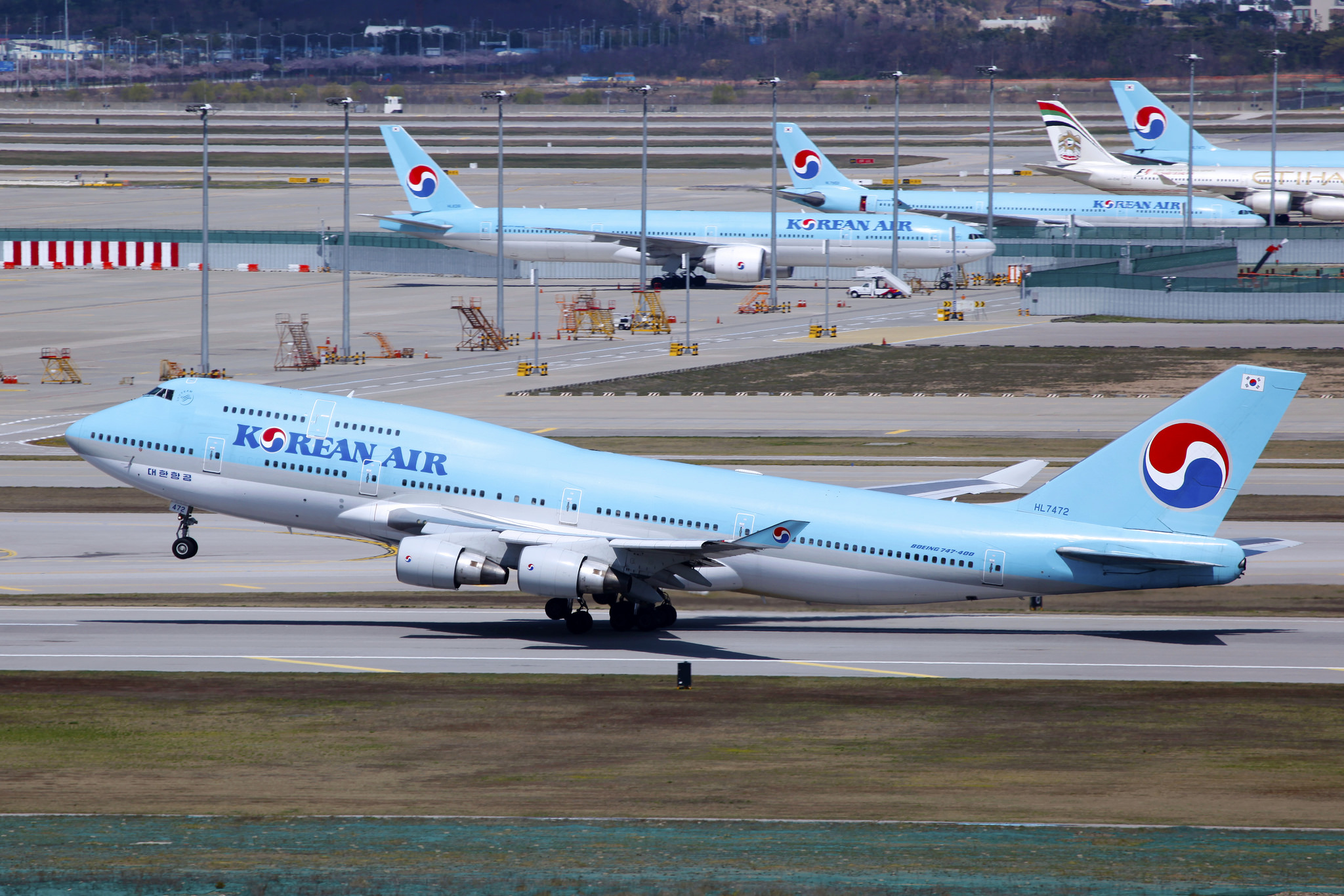 Korean Air planes at the Incheon International Airport.