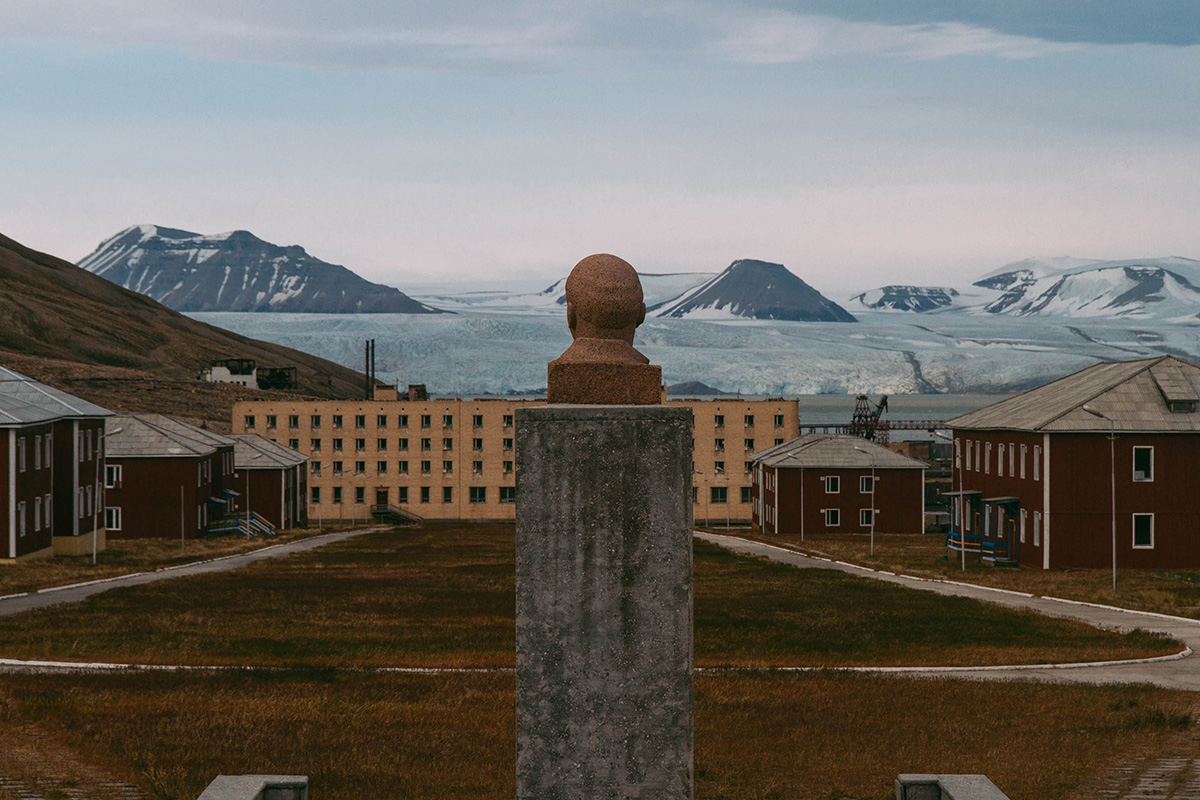 Pyramiden is a village that looks like a typical Soviet town with a Lenin monument on the main street. 