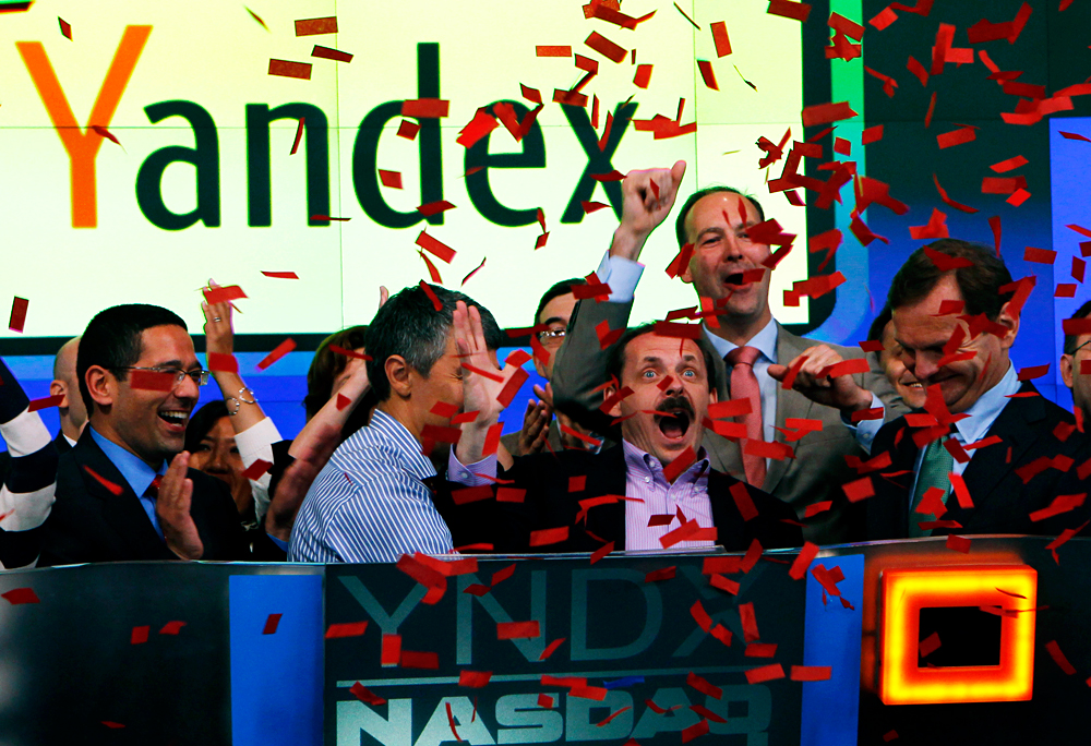 El fundador d Yandex, Arkadi Volozh, durante la salida a bolsa de la compañía en 2011 en Nueva York. 
