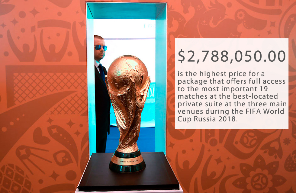 On June 7, 2016 FIFA, football's governing body, began sales for the most expensive tickets to the 2018 World Cup. Twenty packages called the “Bolshaya Troika” (“Big Three”), ranging from $1.4 million to nearly $2.8 million, guarantee luxury hospitality and the best available seats at 19 matches in Moscow and St. Petersburg, including the Opening Match, both Semi-finals and the 2018 FIFA World Cup Final. Standard seat tickets haven’t gone on sale yet and their price range is still unknown.The tournament will be staged at 12 different stadiums in 11 cities across the country. The opening ceremony will take place on June 14 and the final match will be played on July 8. Both events will be held at Luzhniki Stadium in Moscow.FIFA president: World to see best world football cup in 2018>>>