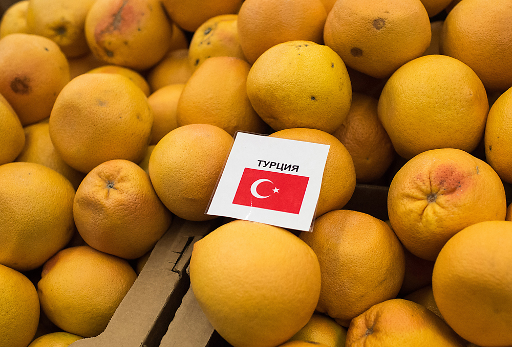Les oranges turques vendues dans un supermarché à  Omsk.