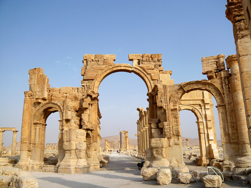 L'Arc de Triomphe dans la cité antique de Palmyre. Le 5 août 2010. 
