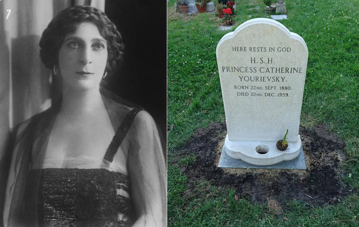 Catherina Yourievsky and her grave in the UK. 