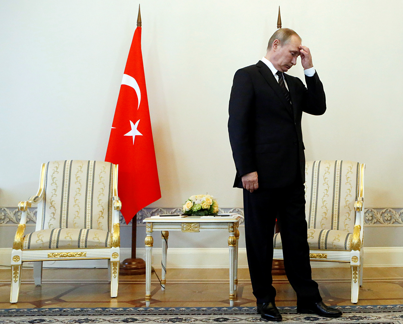 Russian President Vladimir Putin attends a meeting with Turkish President Tayyip Erdogan in St. Petersburg, Russia, on Aug. 9, 2016.