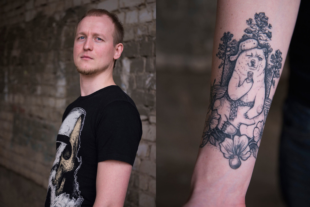 Андреј (27), дизајнер из Самаре. Има истетовираног медведа: „Моја жена је осмислила ову тетоважу. Што се мене тиче, она преноси праву руску атмосферу. Приказује Русију у свој њеној величини“.