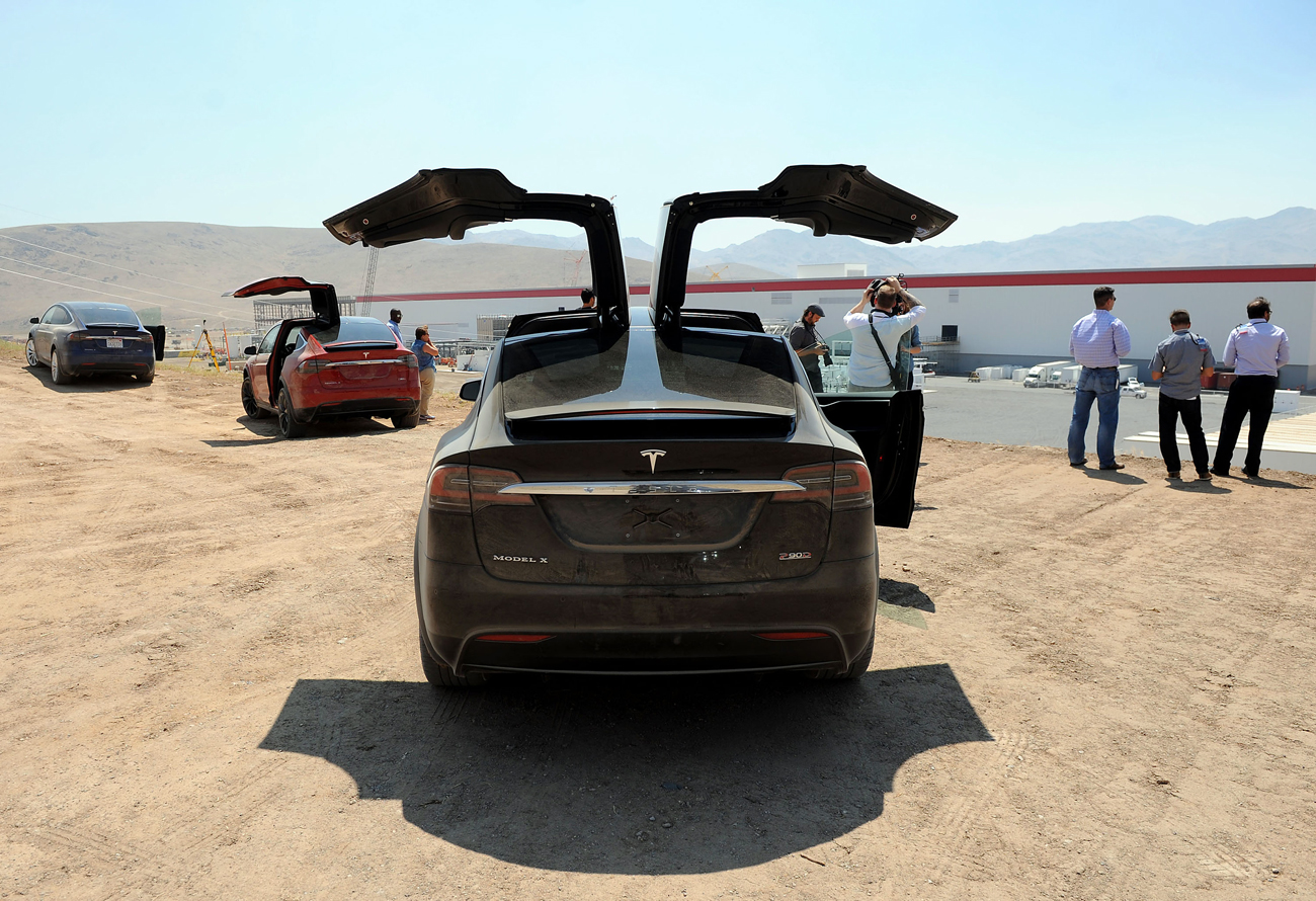 L'usine Tesla Gigafactory qui produira des batteries pour les voitures électriques Tesla à Sparks, Nevada, Etats-Unis.