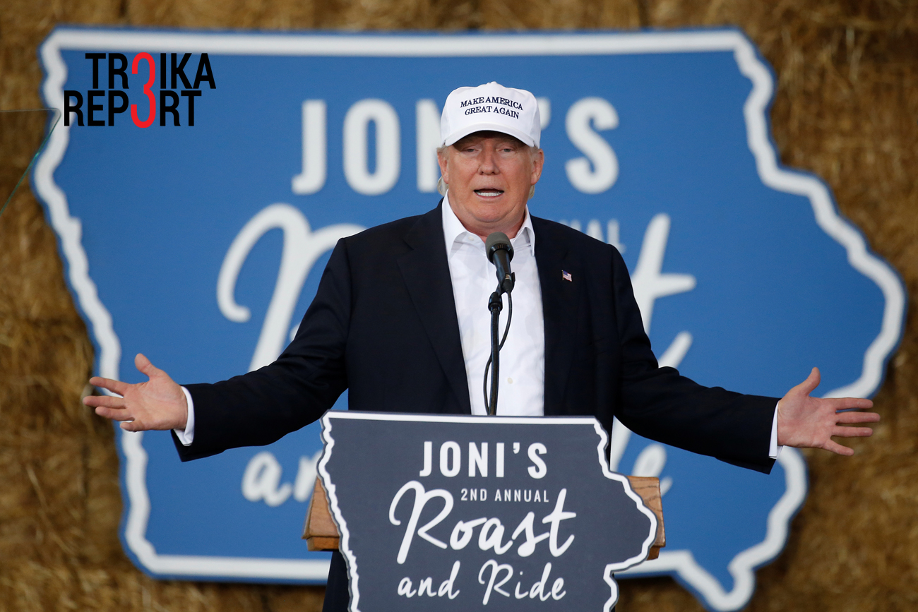 Republican nominee Donald Trump speaks at 'Joni's Roast and Ride' in Des Moines, Iowa, U.S., Aug. 27, 2016.  