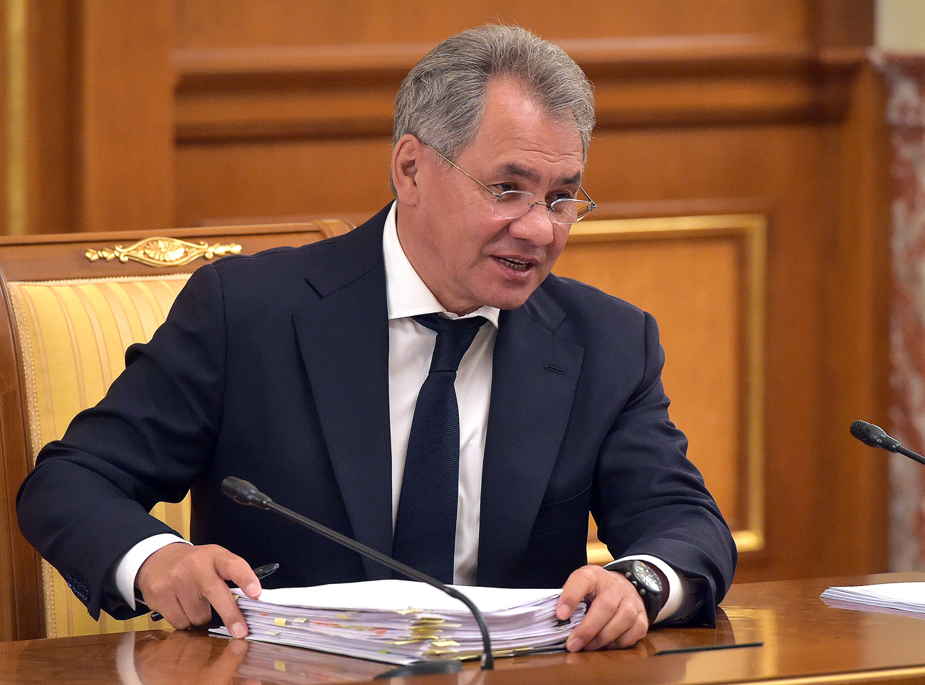 Russia's Defense Minister Sergei Shoigu attends a meeting of the Russian Government