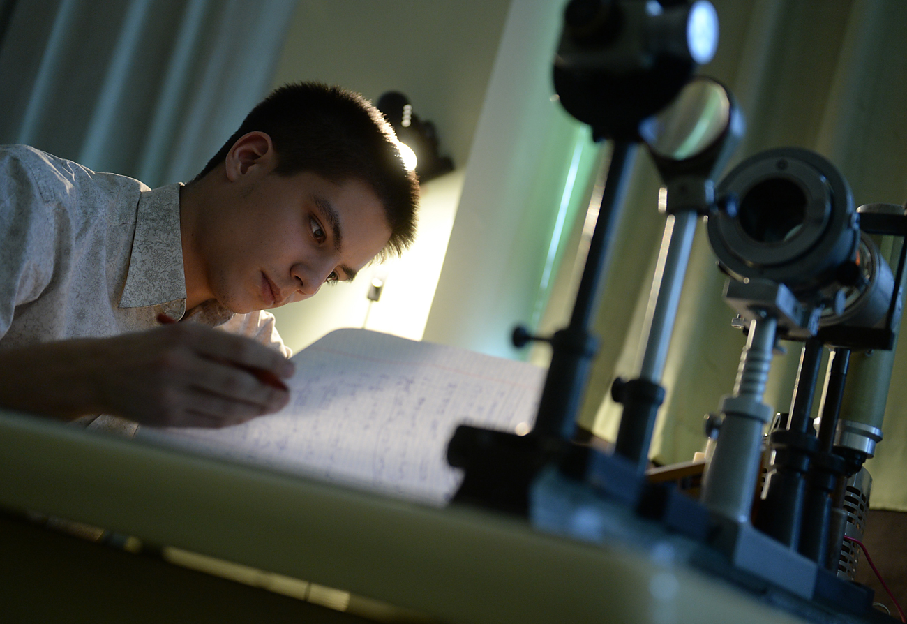 A student doing a research at the Moscow Engineering Physics Institute. 