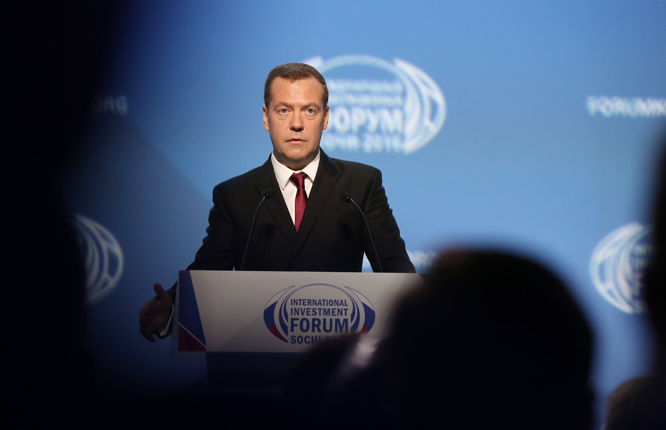 Der russische Premierminister Dmitrij Medwedew nahm am Internationalen Investitionsforum „Sotschi 2016“ teil. 