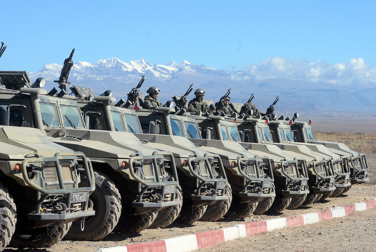 Armored "Tiger" during a joint tactical exercise of collective rapid reaction forces (CRRF) of the Member States of the Collective Security Treaty Organization (CSTO), "Frontier-2016" on the basis of the military unit in Balykchy in Kyrgyzstan