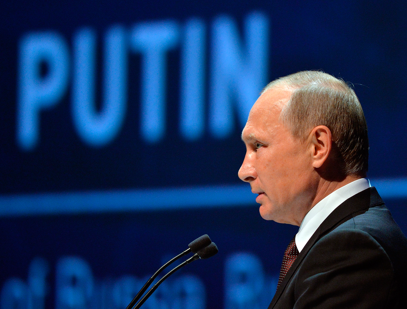 El presidente ruso Vladímir Putin durante su discurso en el Congreso Mundial de Energía celebrado en Estambul.