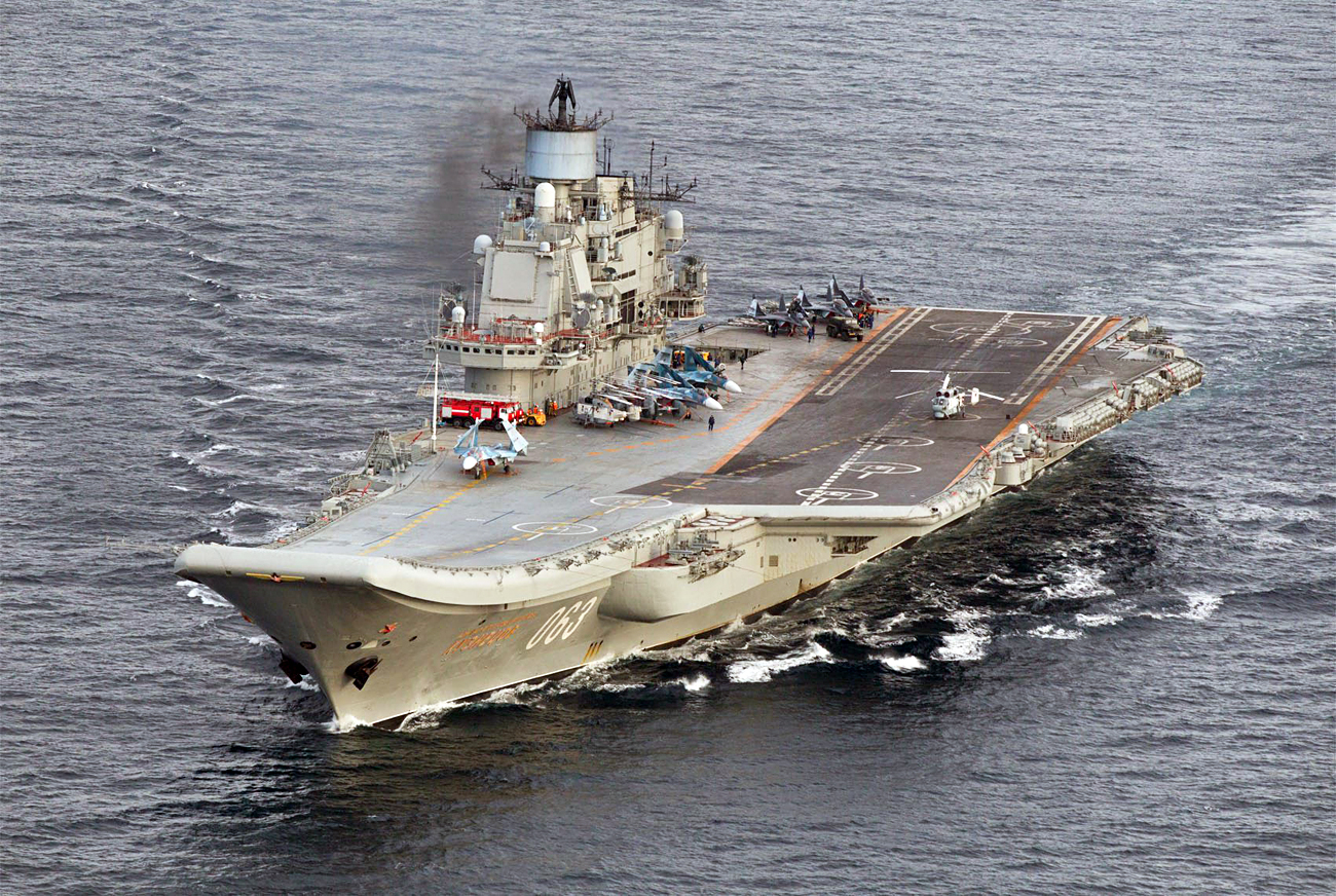 Russian aircraft carrier Admiral Kuznetsov in international waters off the coast of Northern Norway on Oct. 17, 2016.