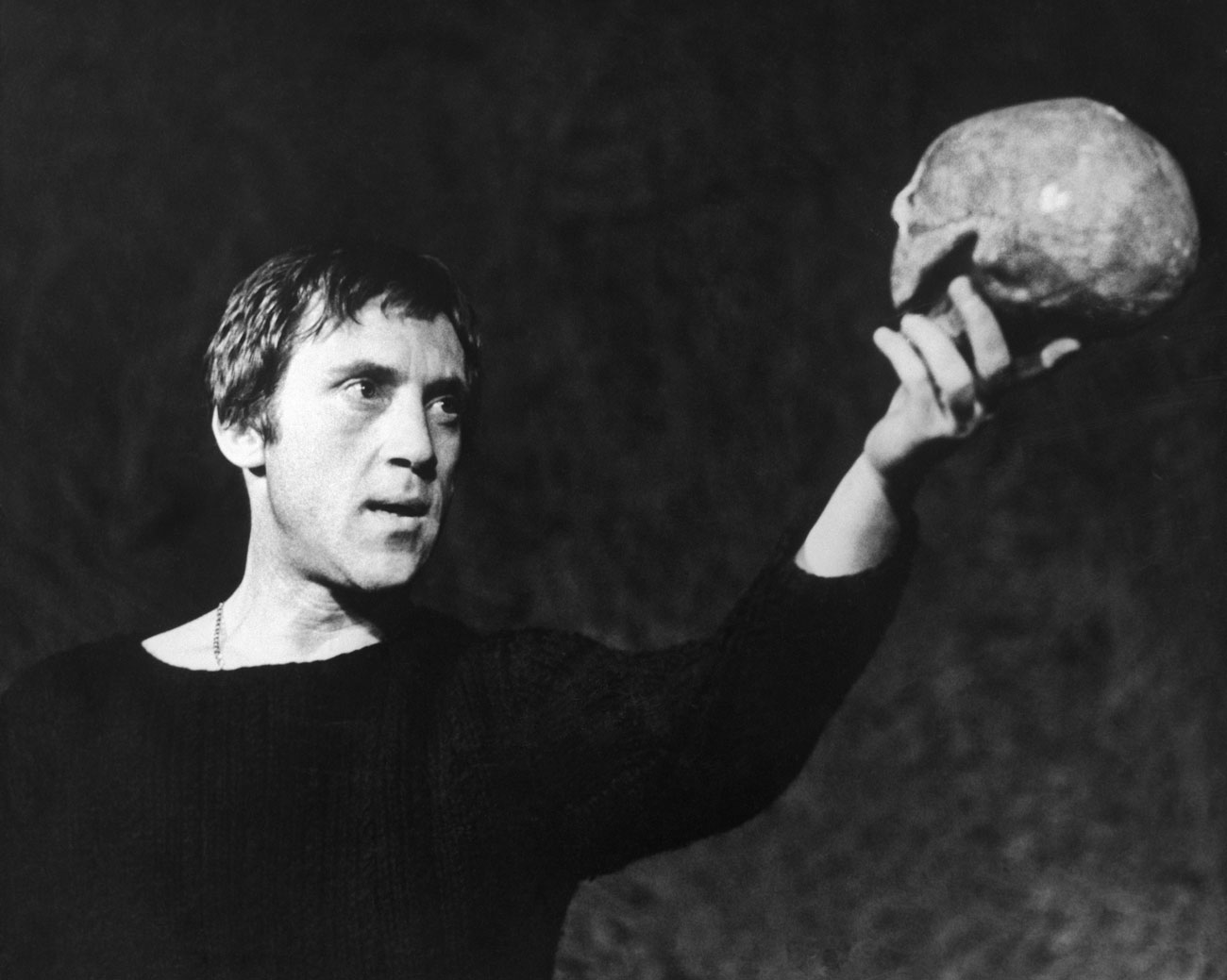 Soviet actor Vladimir Vysotsky as Hamlet at the Moscow Theater of Drama and Comedy on Taganka.