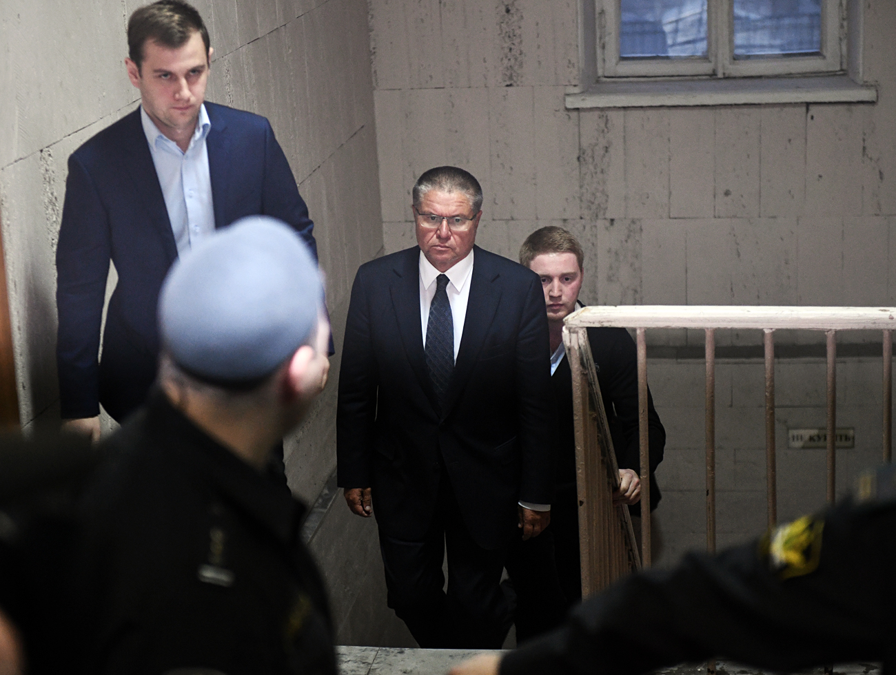 Russian Economic Development Minister Alexei Ulyukayev at Moscow's Basmanny Court.
