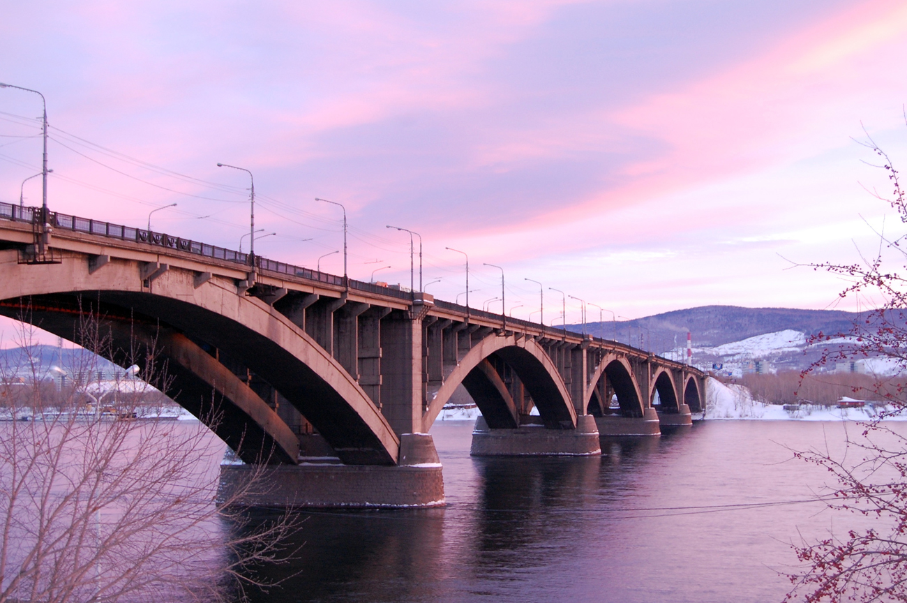 Communal Bridge over Yenisei in Krasnoyarsk.
