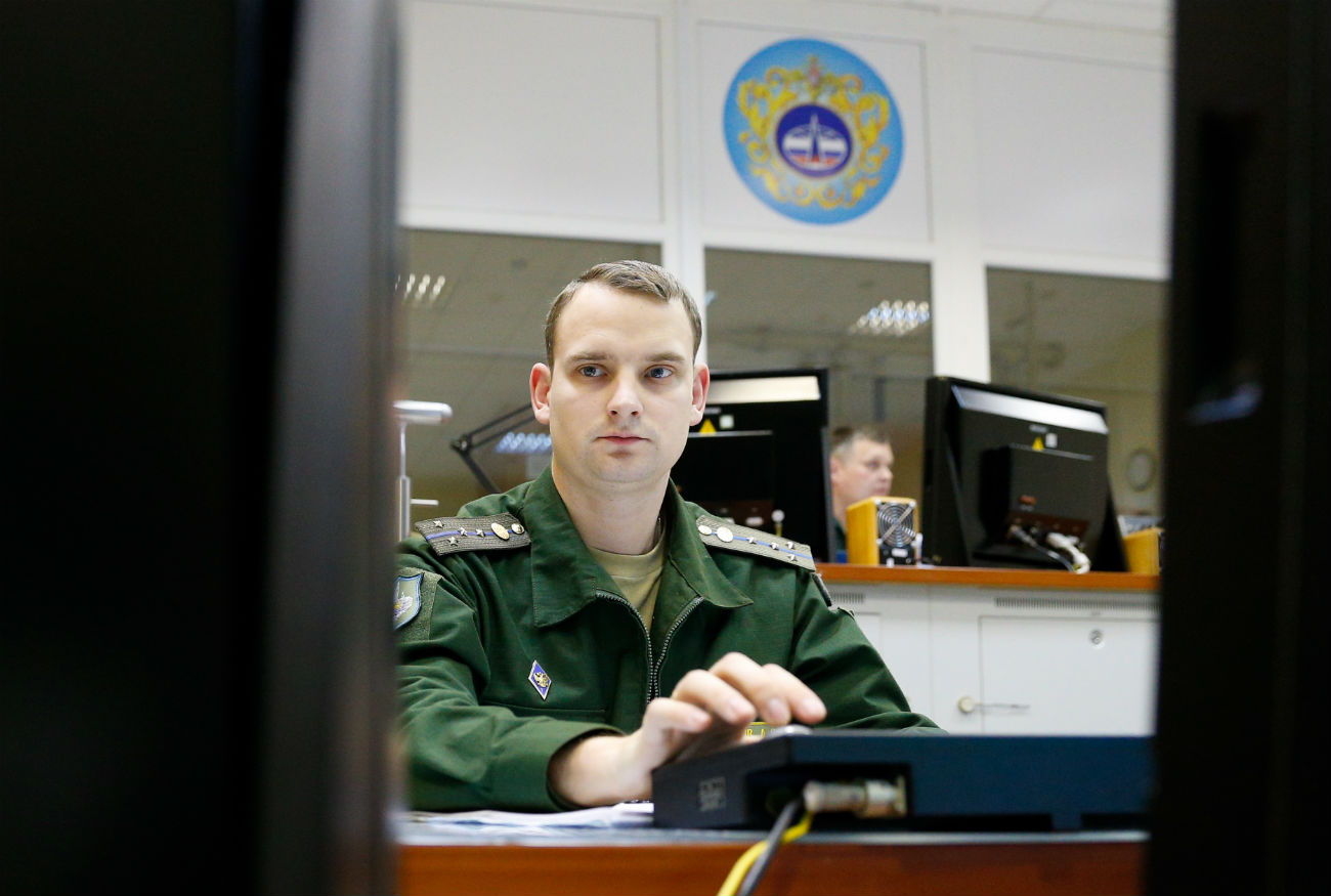 A servicemen at a Voronezh early warning radar in Pionersky, Russia.