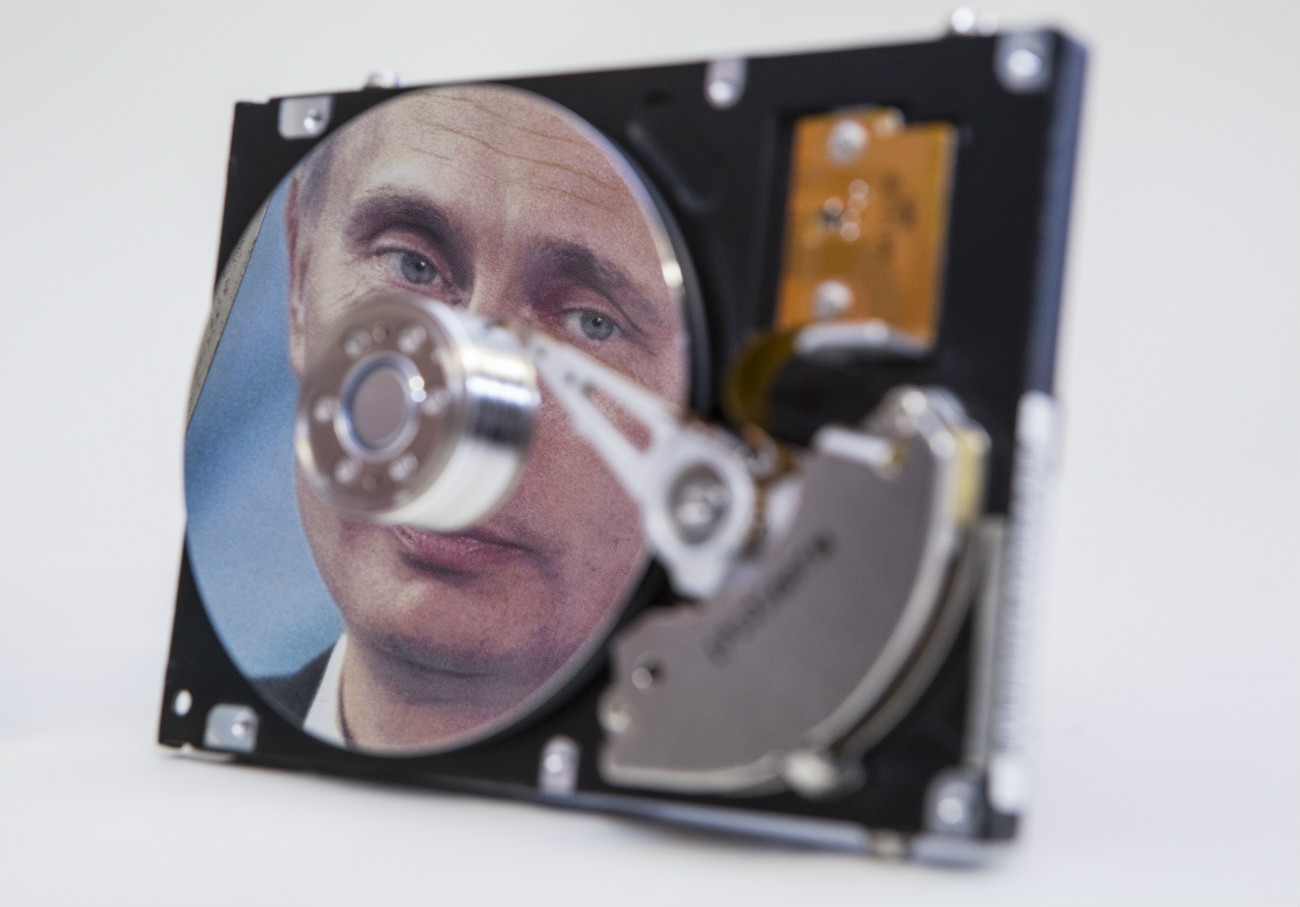 Disco duro con la imagen de Vladímir Putin. 