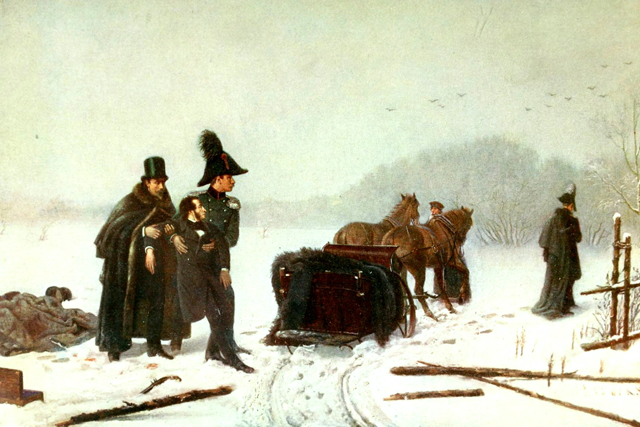 Alexander Pushkin's Duel with Georges d'Anthes. Painting by A. A. Naumov