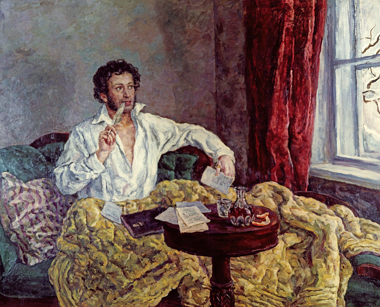 Retrato de Alexander Pushkin realizado por Piotr Konchalovski (1932).