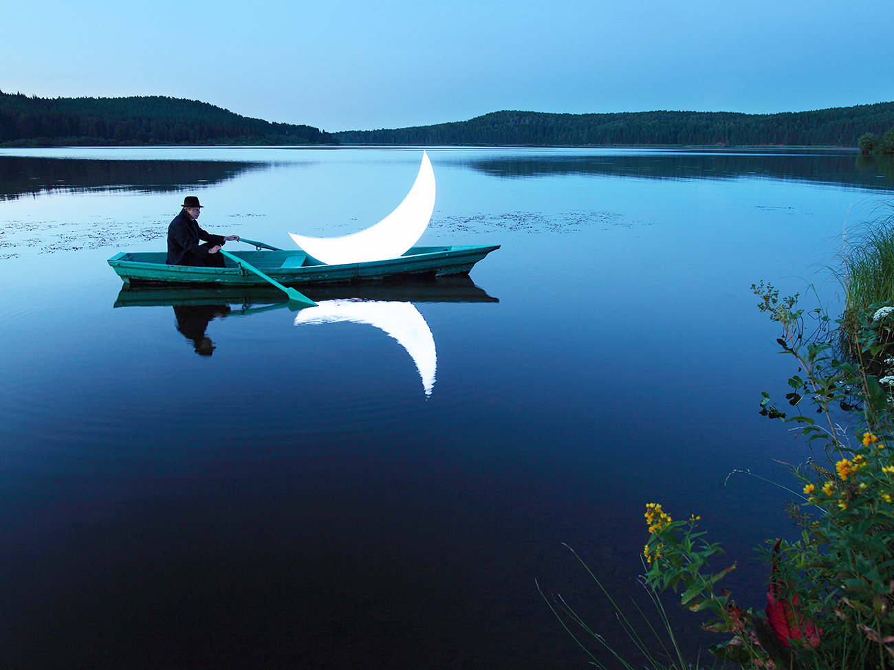 Leonid Tishkov, “Viaggio della luna privata negli Urali”, 2015. Per gentile concessione del Museo statale di Belle Arti Pushkin di Mosca 