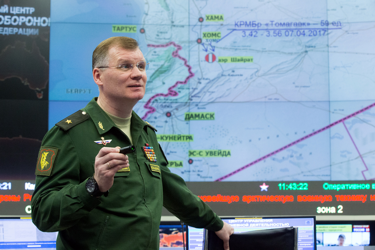 Sprecher des russischen Verteidigungsministeriums Igor Konaschenkow nach dem Luftangriff von den USA.