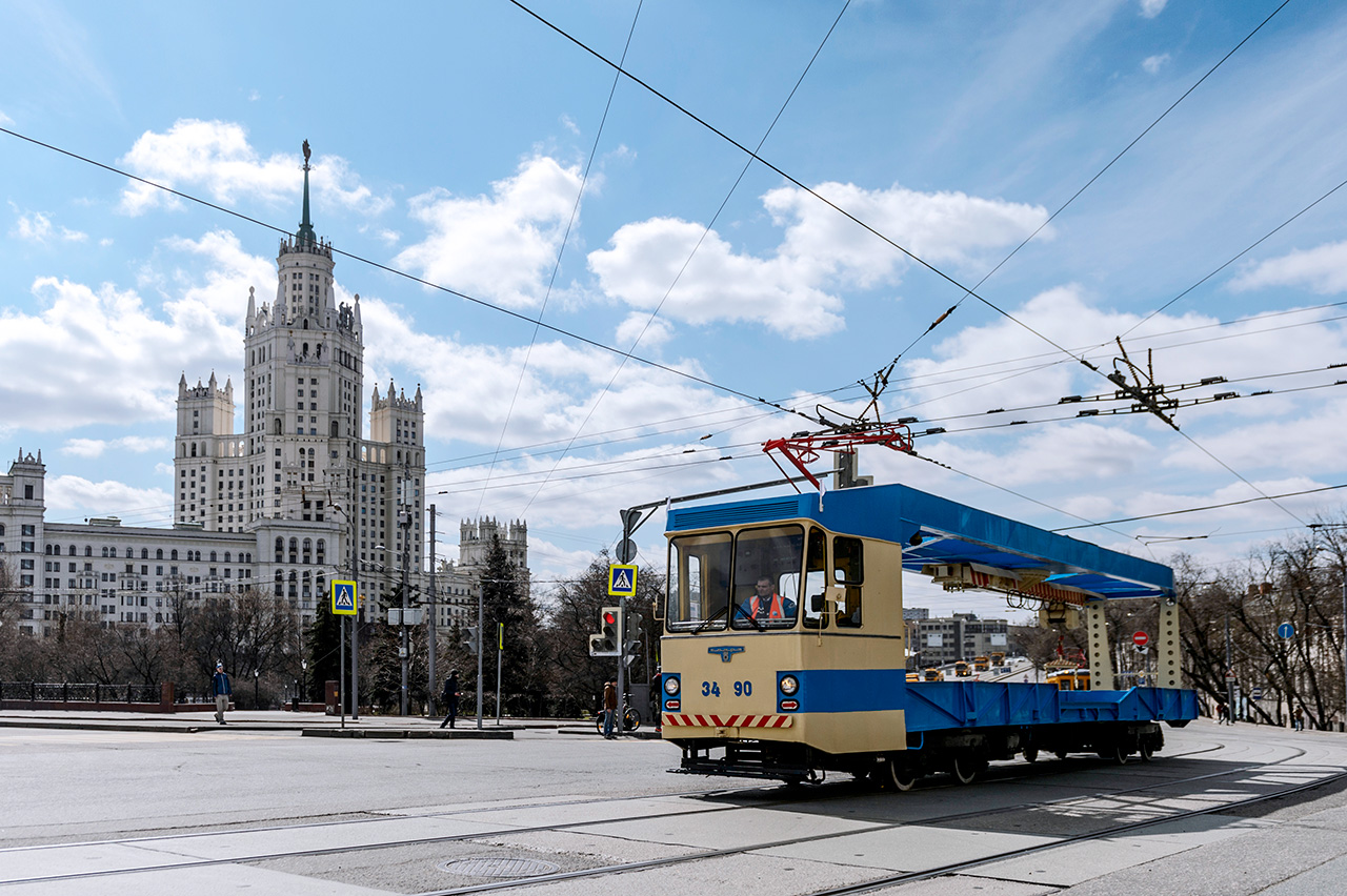 Les Moscovites ont aussi pu admirer des tramways inédits dans leur vie quotidienne : les tramways techniques, ainsi que des wagons d’entretien du réseau électrique, de nettoyage ou de fret.