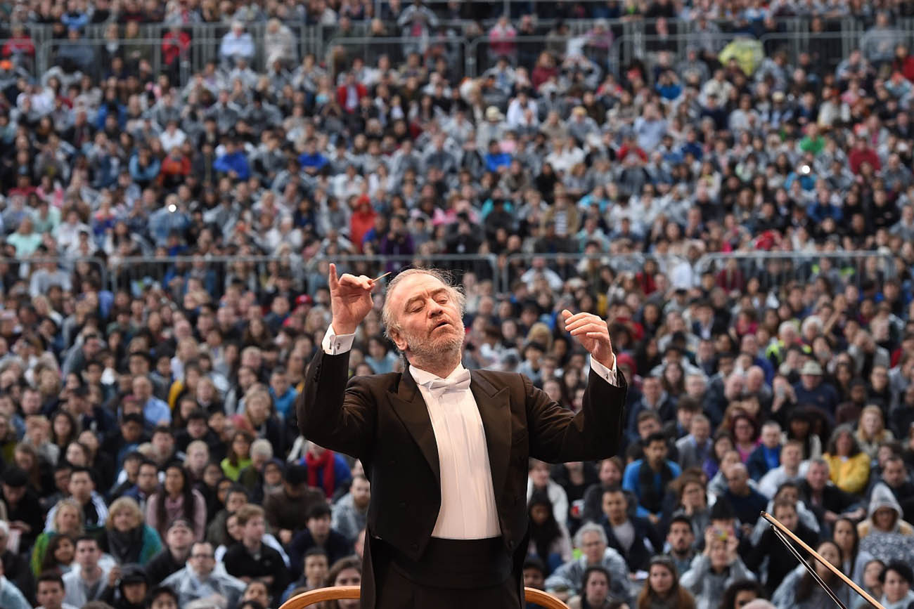 Valery Gergiev performing on London's Trafalgar Square.