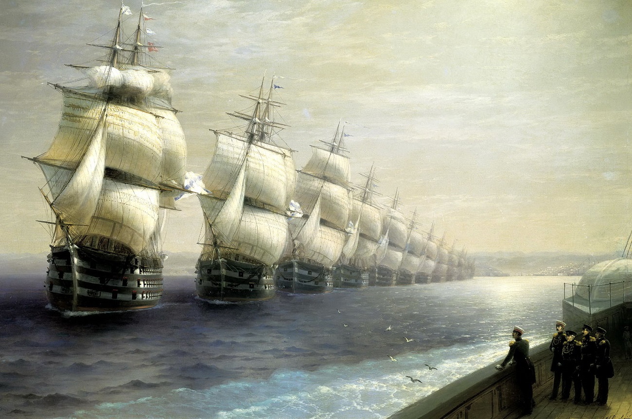 Parade of the Black Sea Fleet by Ivan Aivazovsky, 1849.