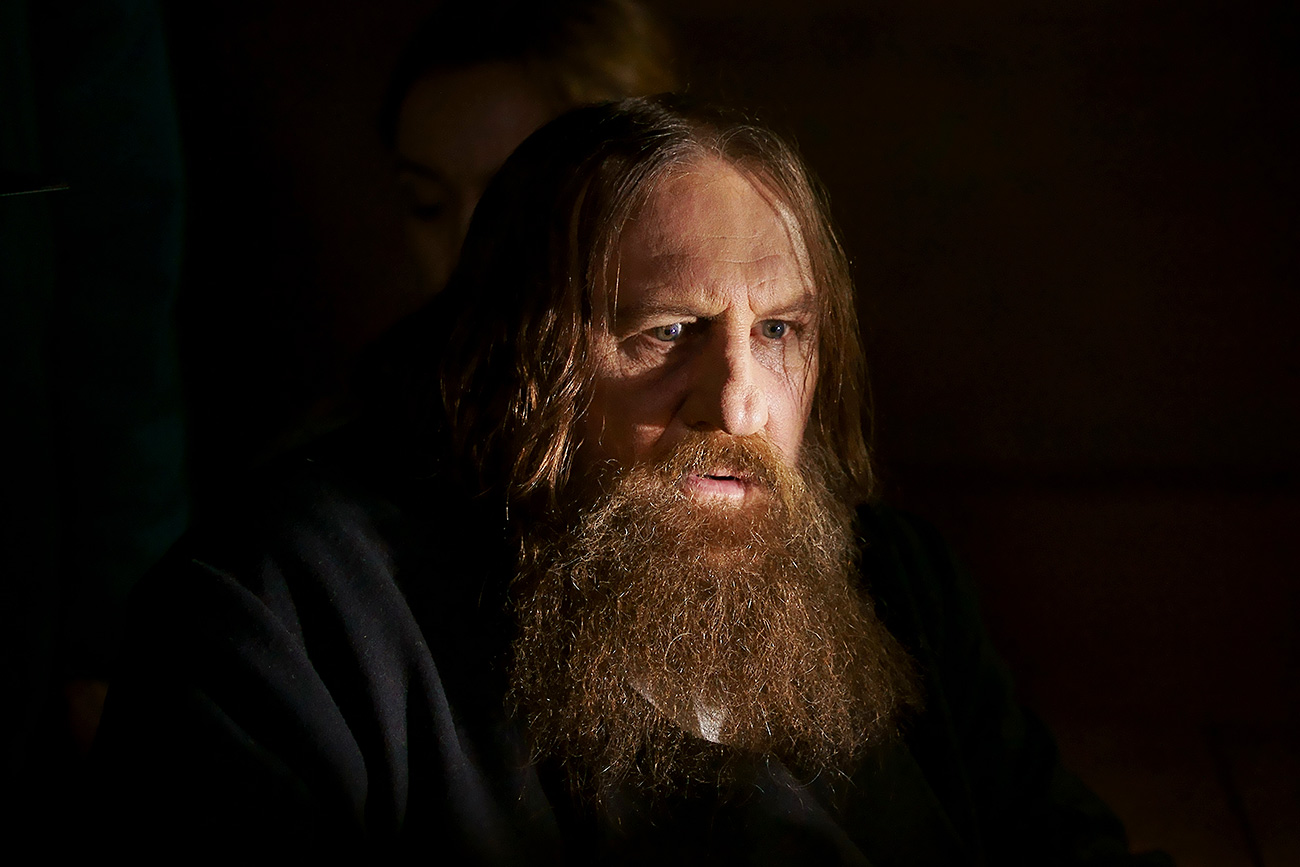 French actor Gerard Depardieu having a break between retakes duringthe shooting of the movie "Rasputin."
