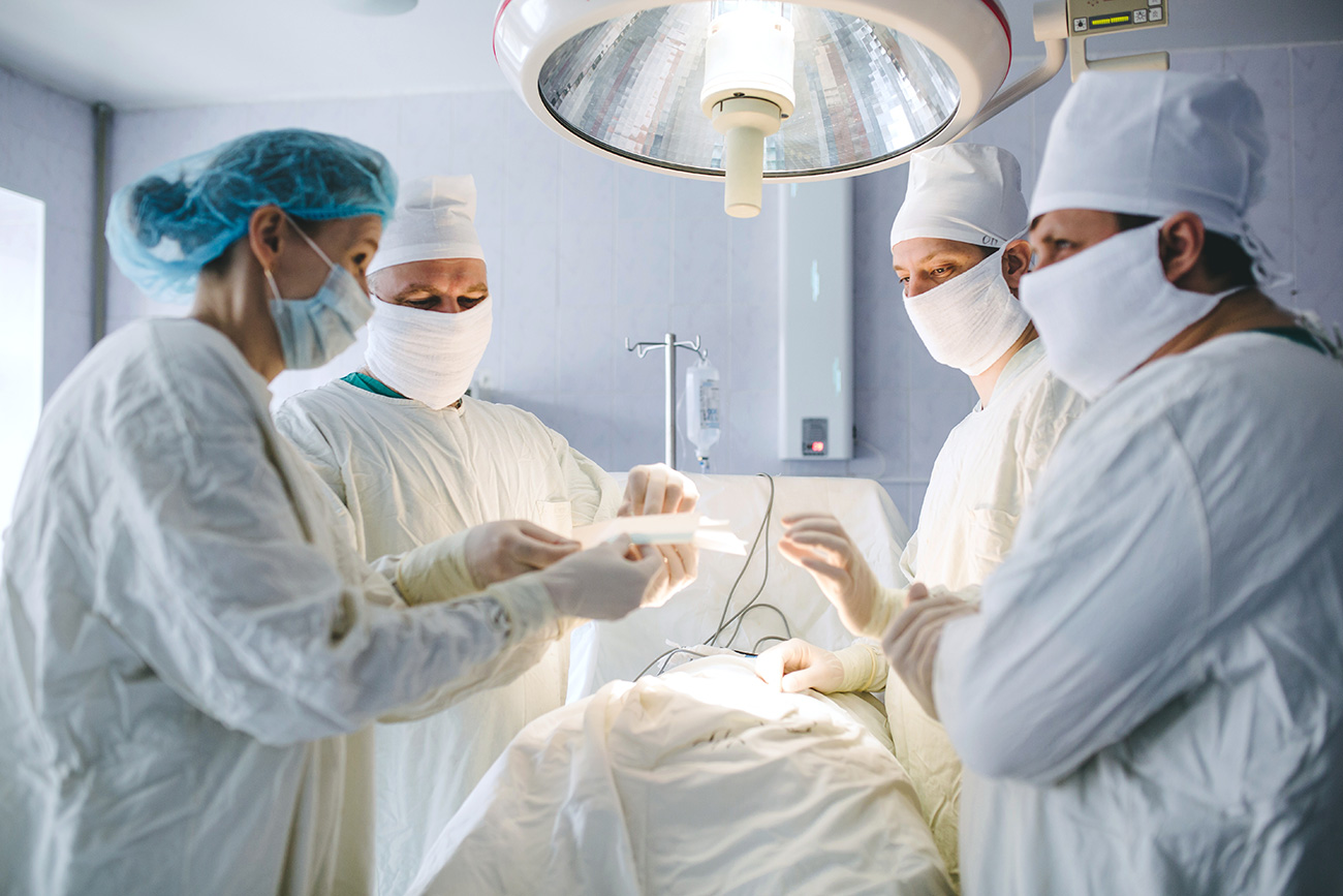 Surgeons during a surgery