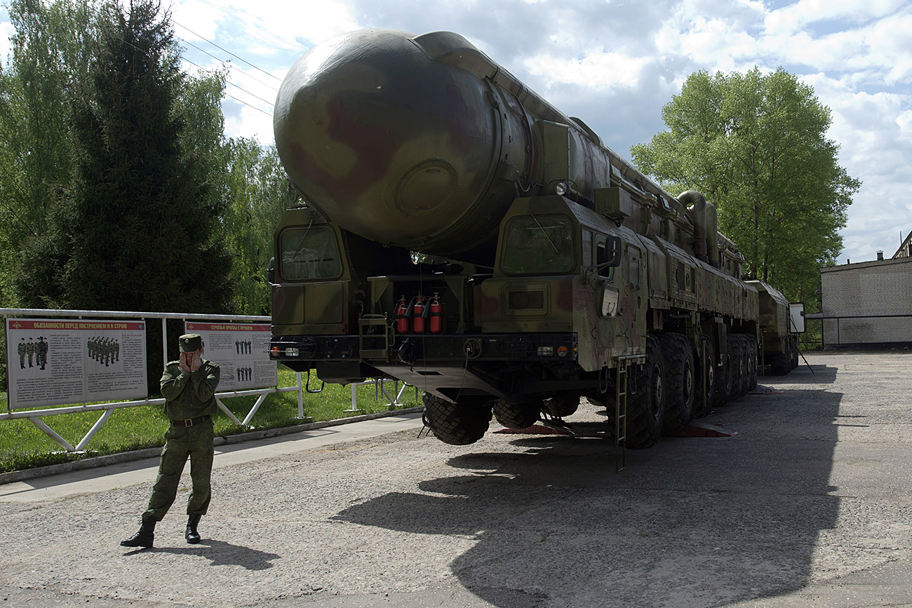 The Topol RT-2PM missile complex exhibited in the Museum of Strategic Missile Forces based on the territory of Strategic Missile Forces' training regiment in the town of Balabanov, Kaluga region.
