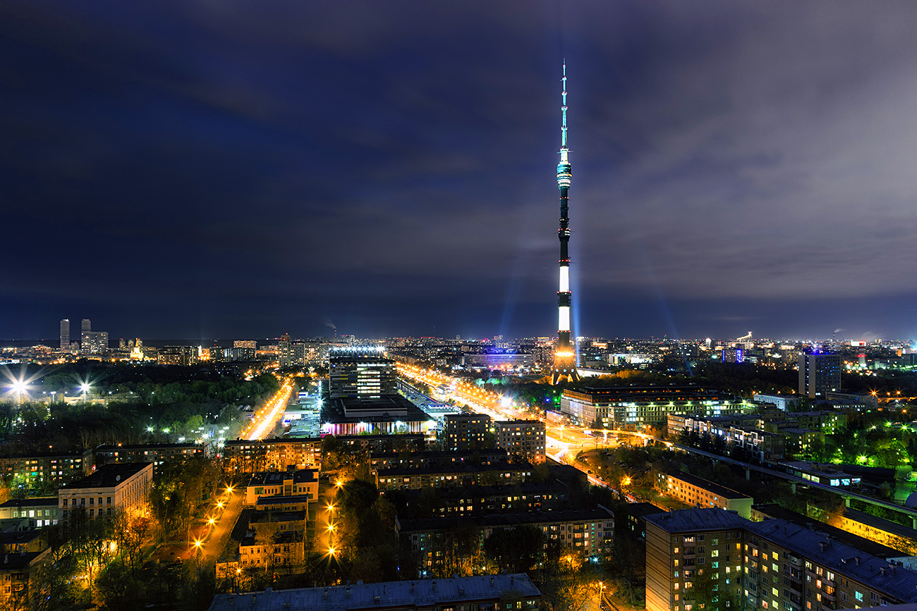 The Ostankino TV tower in Moscow.