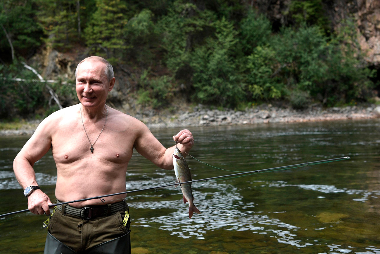 Putin na ribolovu v Tuvi. 